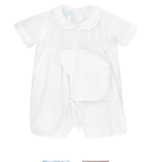 White Classic Pintuck & Feather Stitched Jon Jon