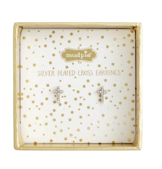 Silver Cross Stud Earrings