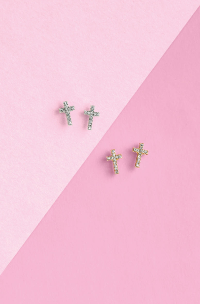 Silver Cross Stud Earrings