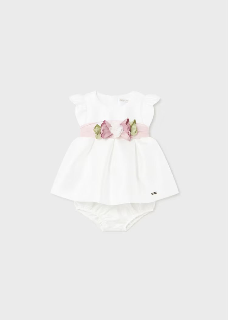 White Flower Sash Dress