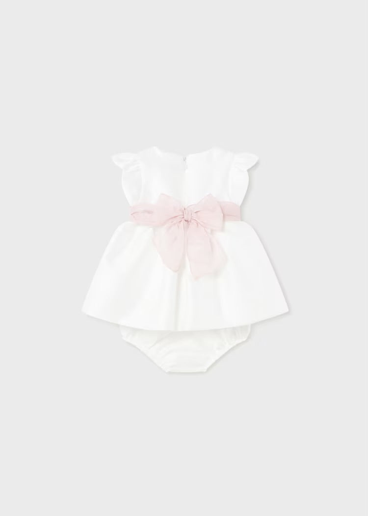White Flower Sash Dress