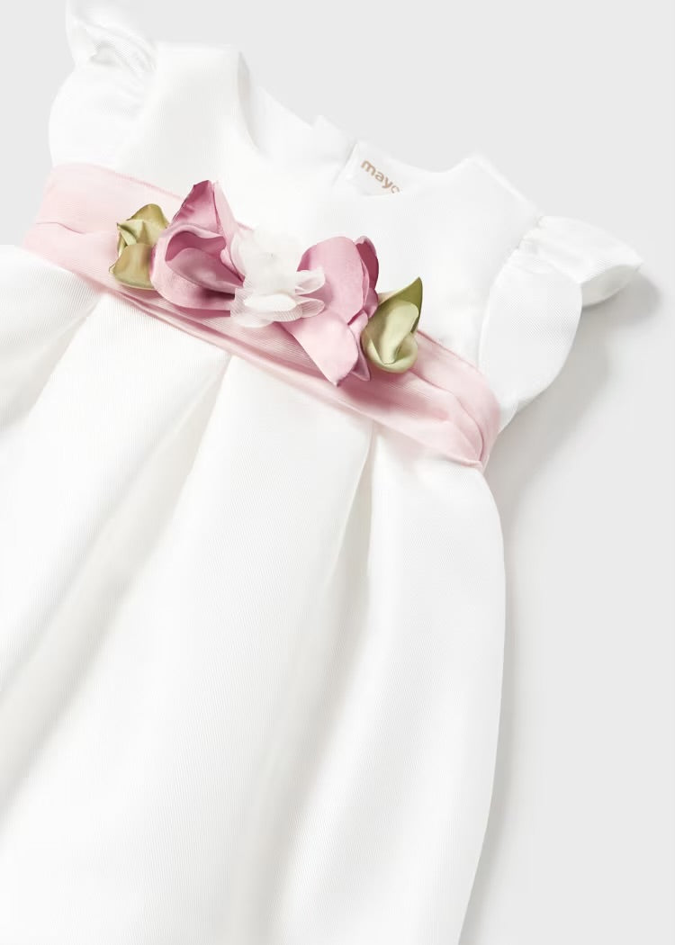 White Flower Sash Dress