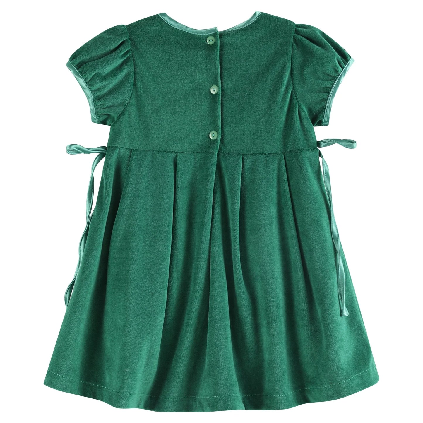 Green Velvet and Satin Bow Dress