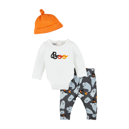 Black Boo Glow Baby Bodysuit Set