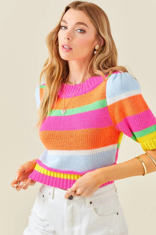 Neon Stripe Sweater