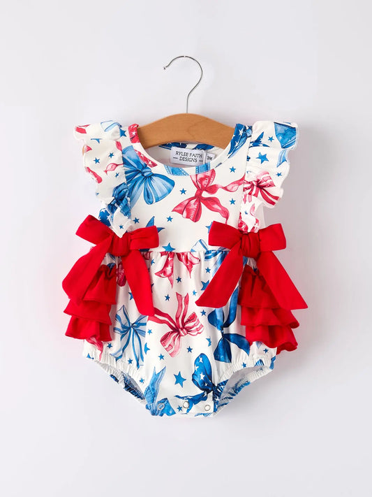 4th Of July Bow Romper
