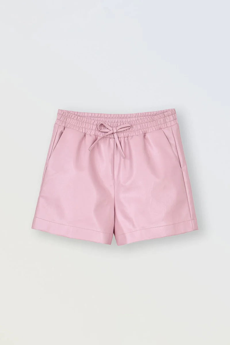 Pink Leather Shorts