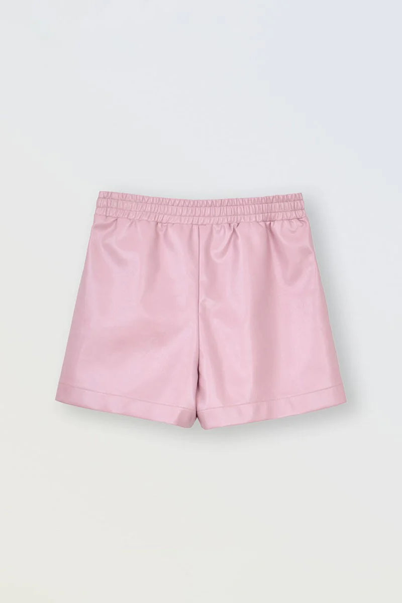 Pink Leather Shorts