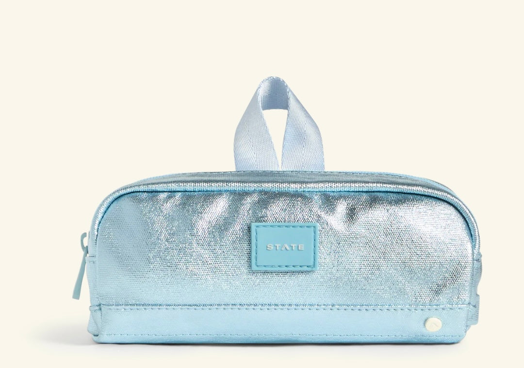 Blue Metallic Clinton Pencil Case