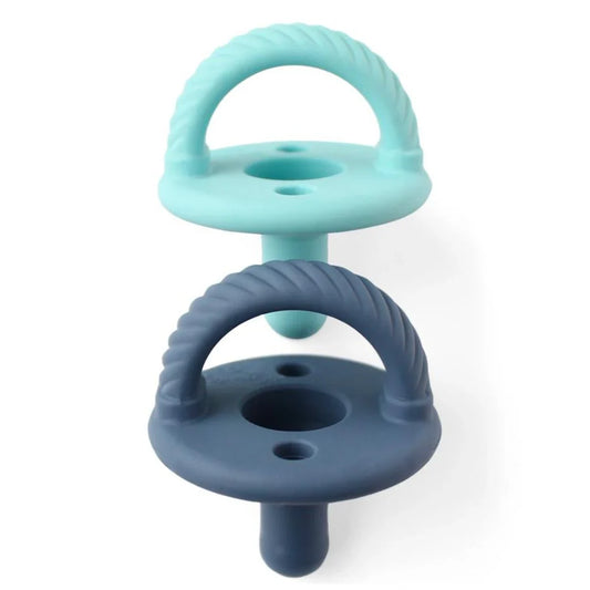 Nautical Navy and Robins Egg Cables Pacifier Set