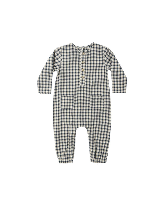 Navy Check Woven Jumpsuit
