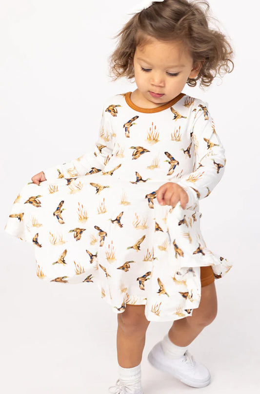 Ducks Bamboo LS Twirl Dress