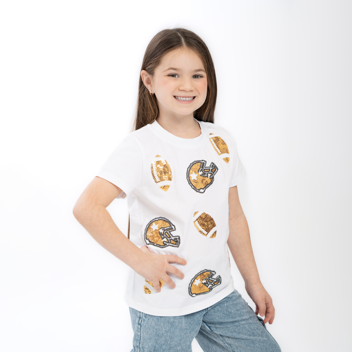Gold Sequin Football Tee