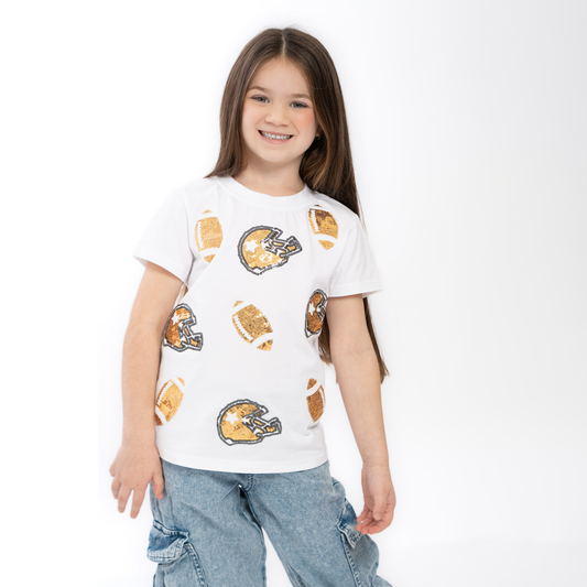 Gold Sequin Football Tee