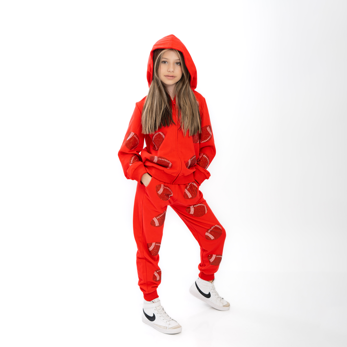 Red Sequin Football Jogger Set
