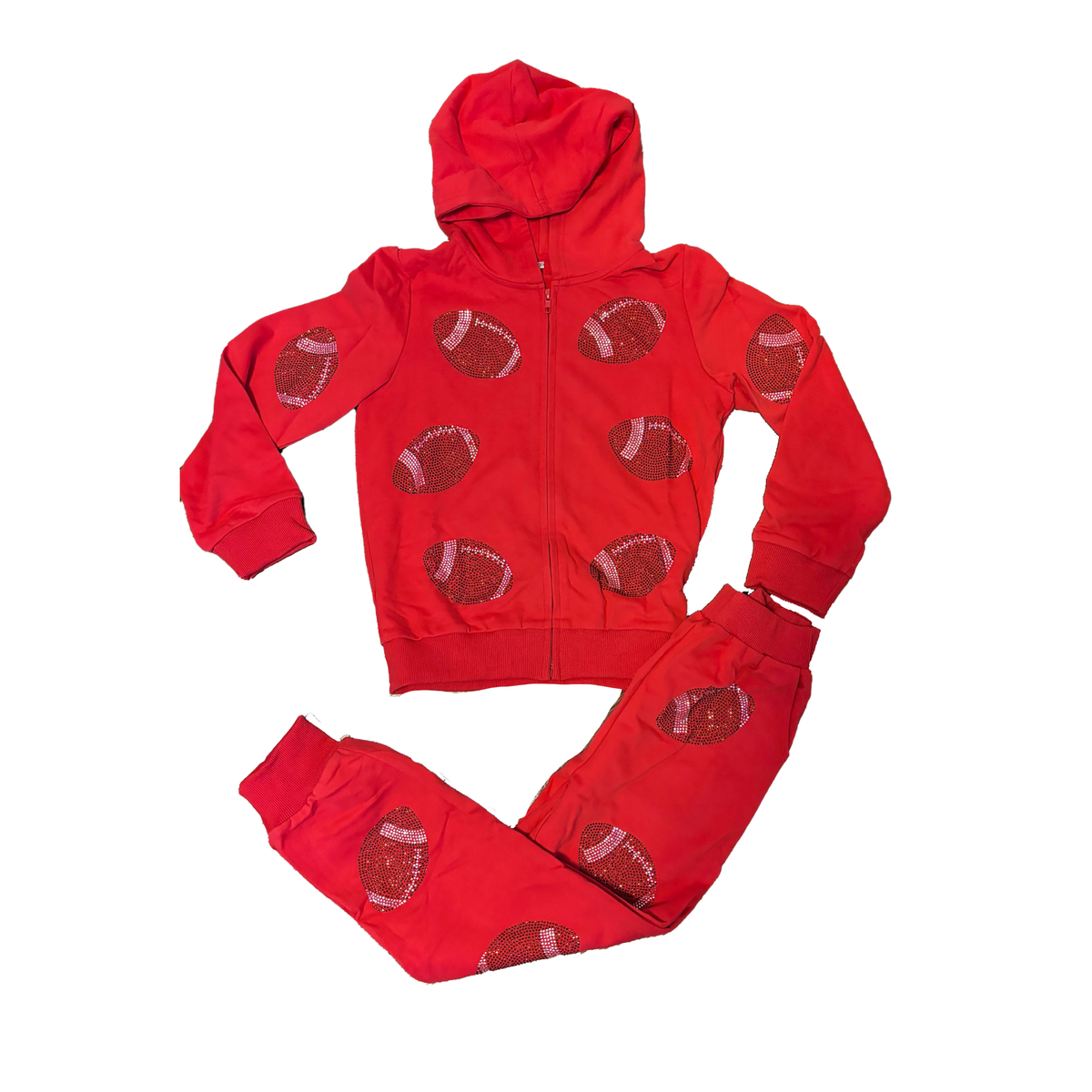Red Sequin Football Jogger Set
