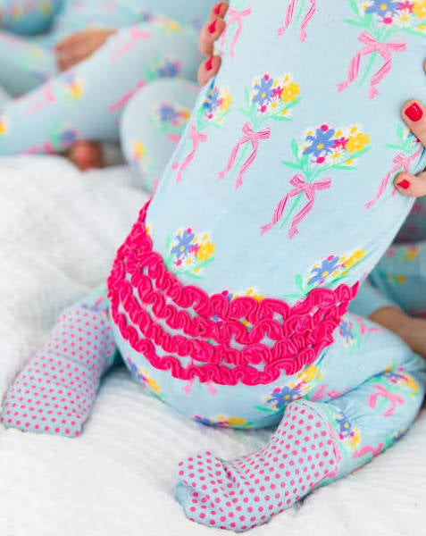 Bows & Bouquets Ruffle Footie