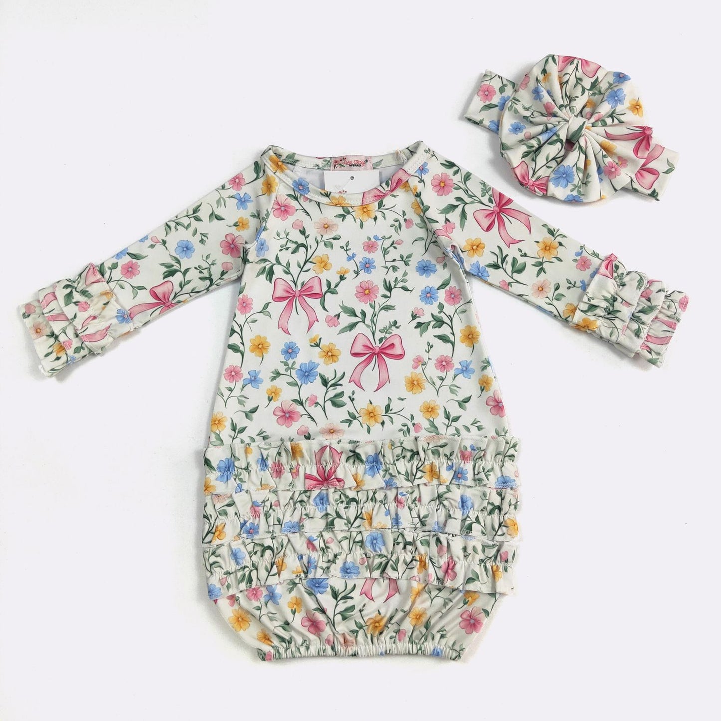 Wildflower Bow Baby Gown