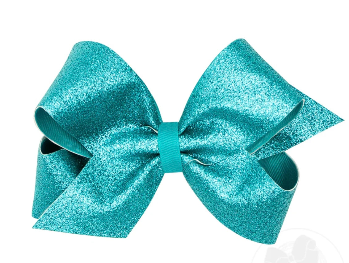 Medium Blue Lagoon Glitter Bow