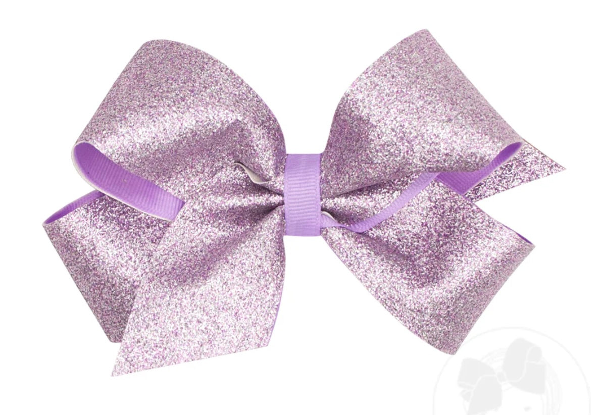 Medium LT ORCHID Glitter Bow