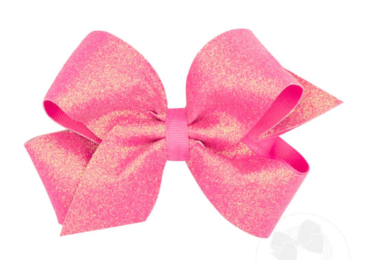 Medium Hot Pink Glitter Bow