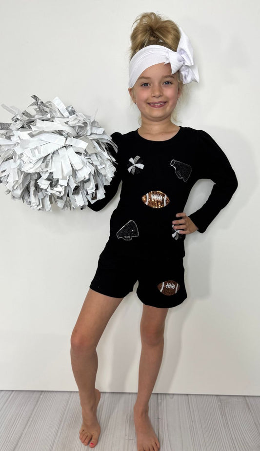 Black Sparkle Cheer Girls Set