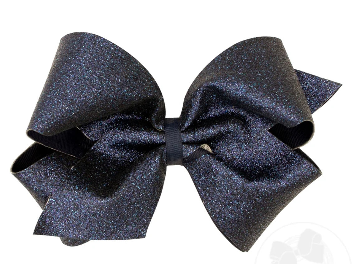 Large Navy Glitter Bow