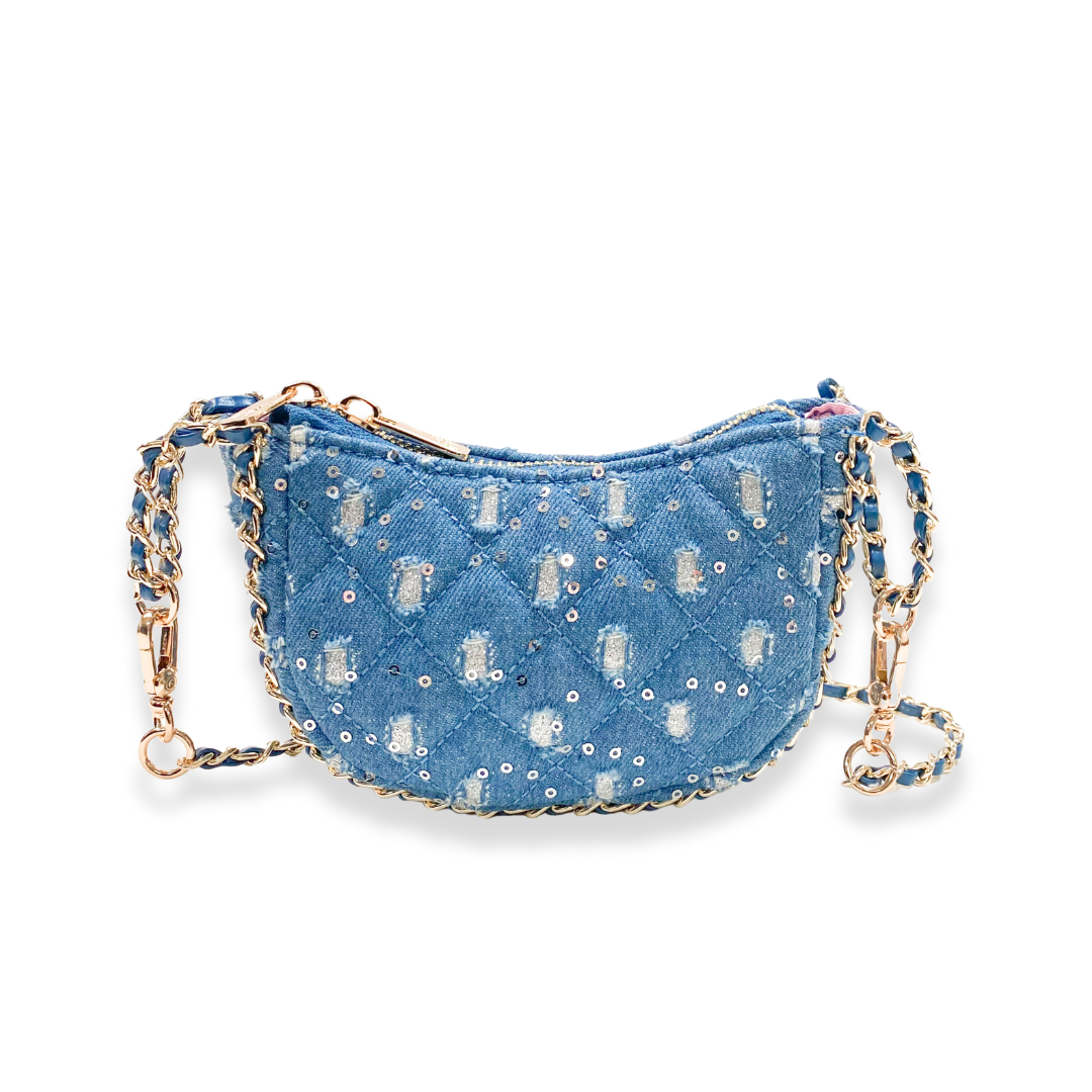 Denim Crescent Purse