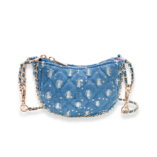 Denim Crescent Purse