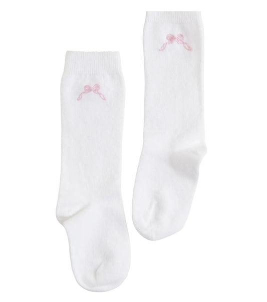 Pink Bow White Knee Socks