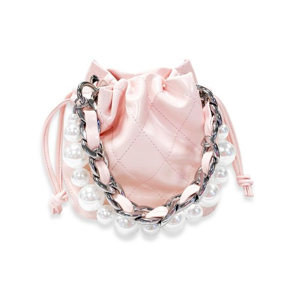 Pearl Handle Quilted Bucket Bag