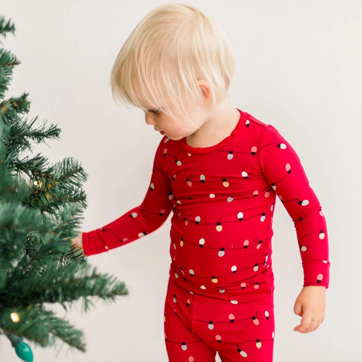 Crimson Holiday Lights Pajamas