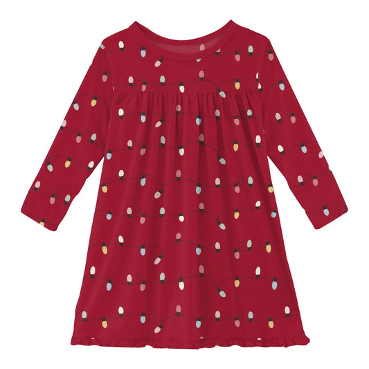 Crimson Holiday Lights Swing Dress
