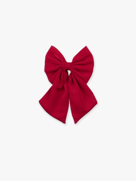 Red Satin Bow Hair Clip