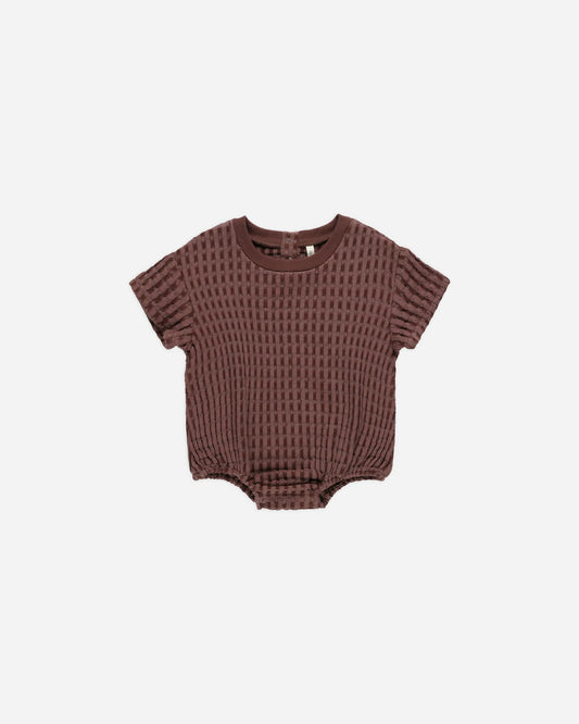 Relaxed Bubble Romper Plum