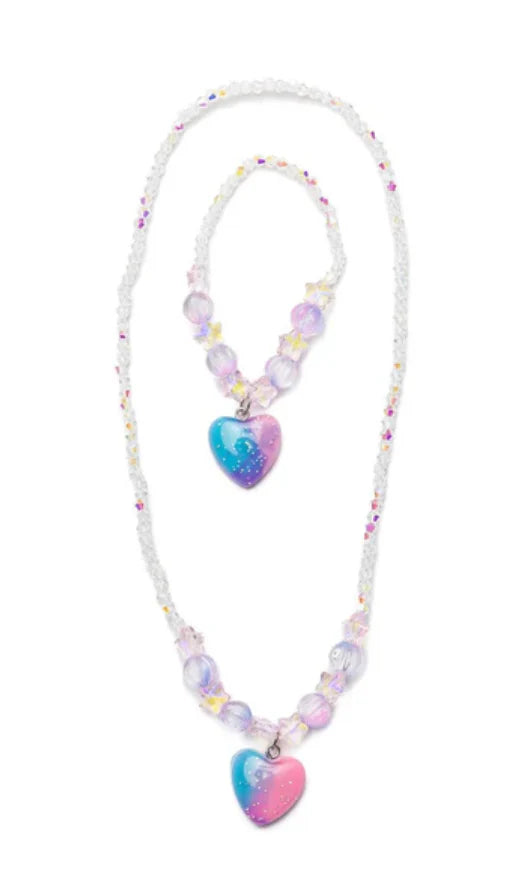 Galaxy Heart Necklace & Bracelet Set