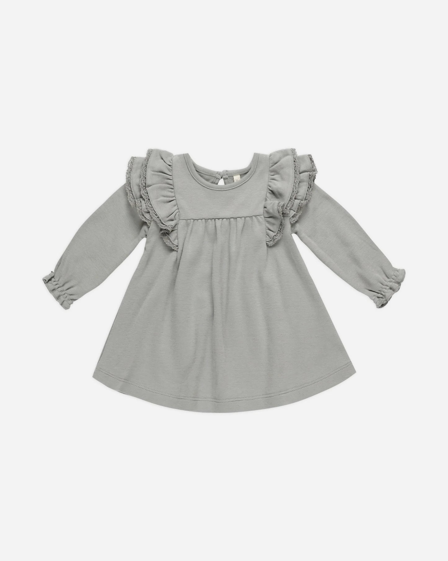 Dusty Blue LS Flutter Dress