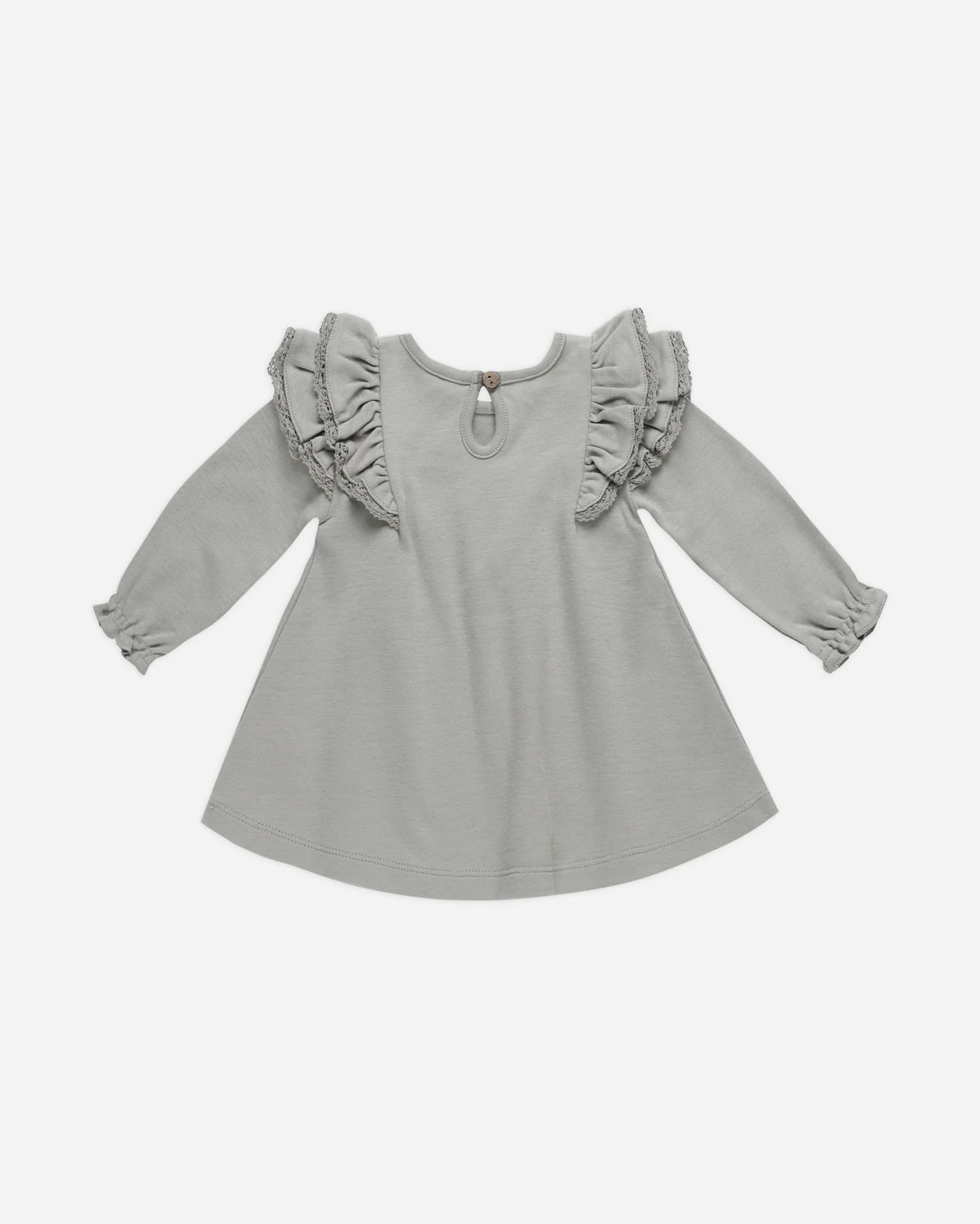 Dusty Blue LS Flutter Dress