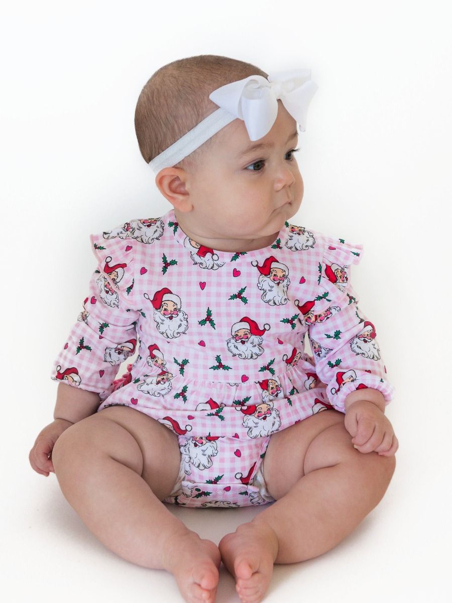 Pink Dear Santa Flutter Bubble Romper