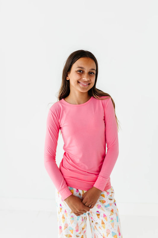 Pink LS Scoop Tee