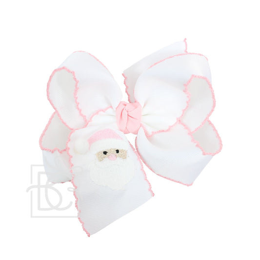 Crochet Edge Bow W/ Santa Embroidery 4.5”