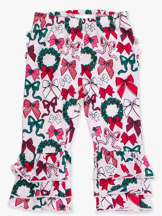Holly Bows Ruffle Flare Pants