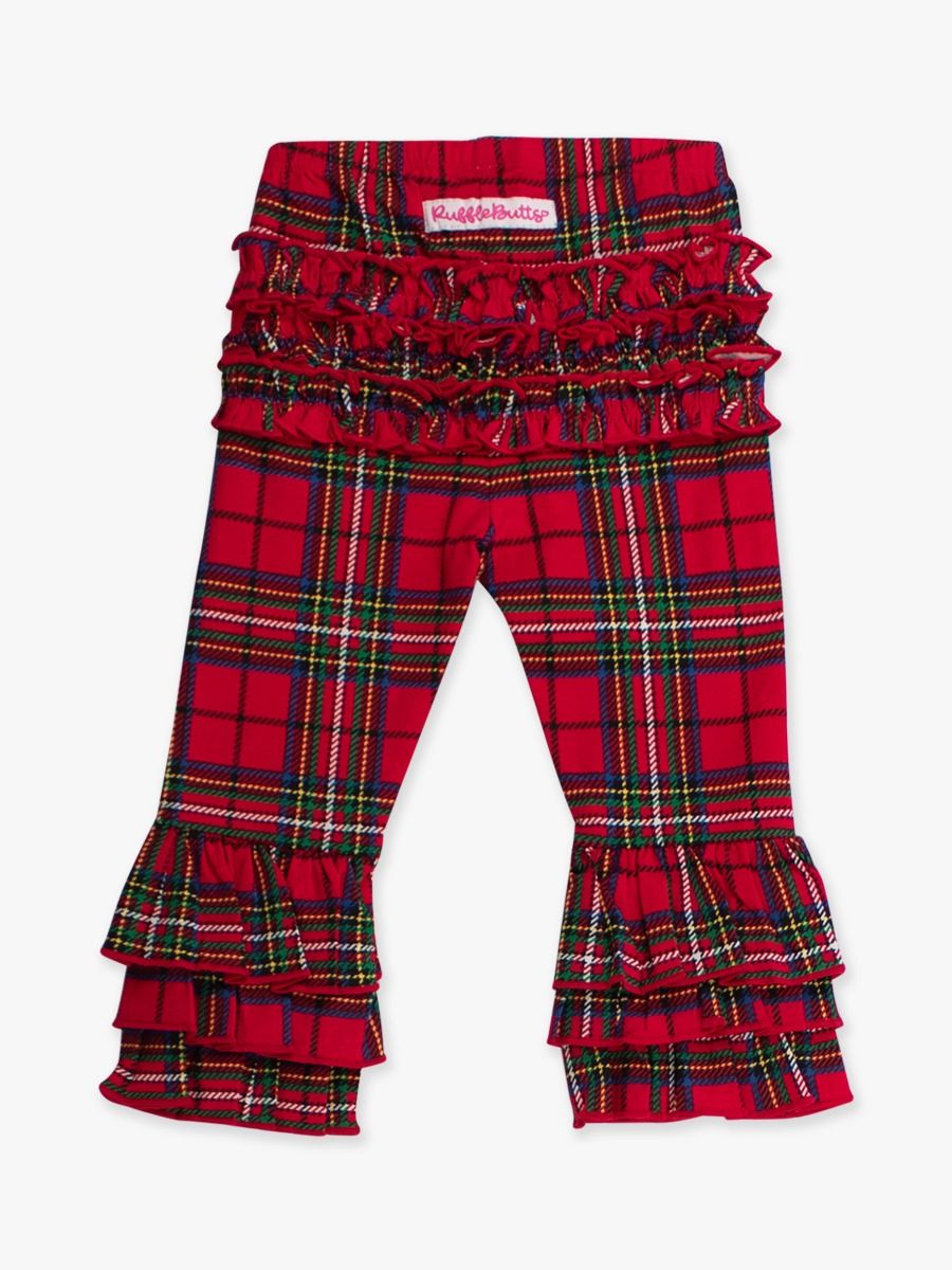 Red Nicholas Plaid Ruffle Flare Pants