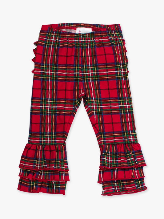 Red Nicholas Plaid Ruffle Flare Pants