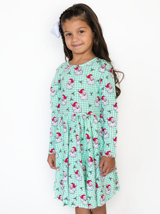 Green Dear Santa Twirl Dress