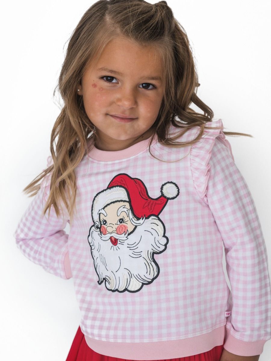 Dear Santa Pink Gingham Flutter Sweatshirt