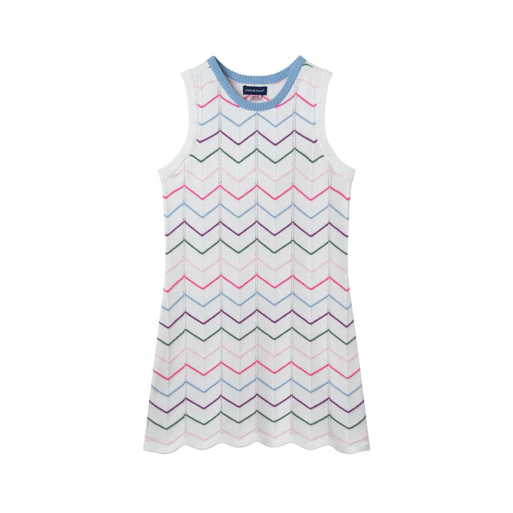 White Multi Crochet Fitted Scallop Dress