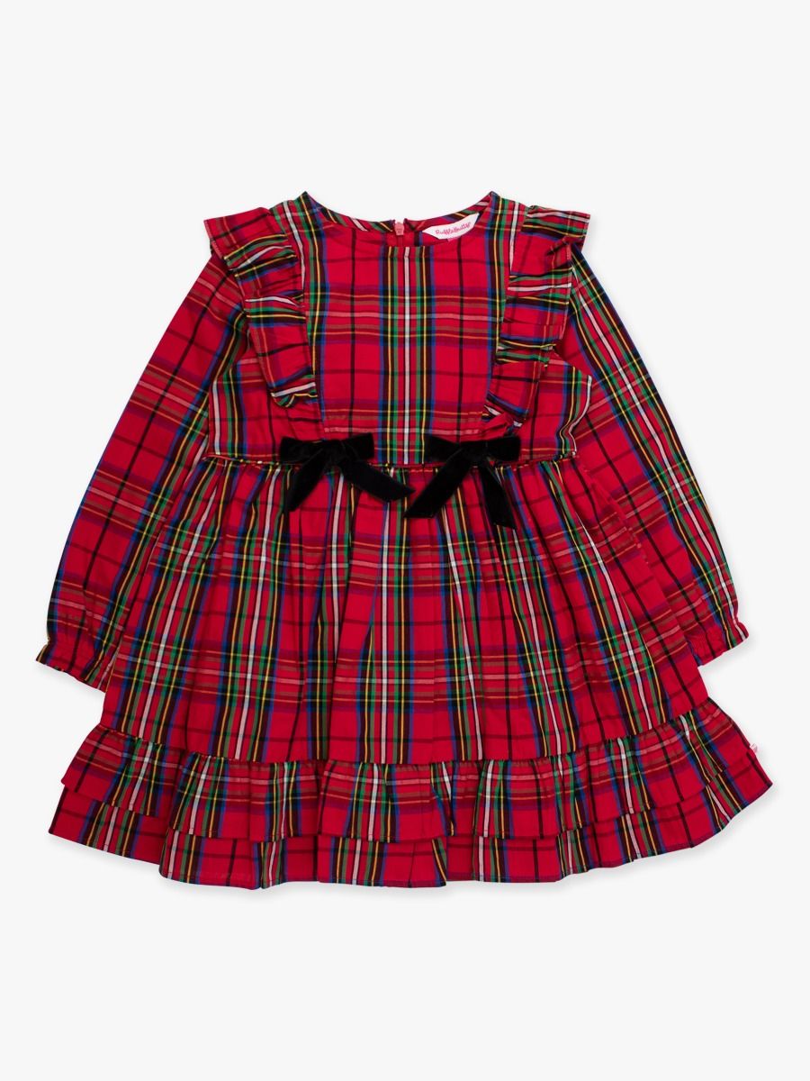 Red Nicholas Plaid Woven Bow Dress