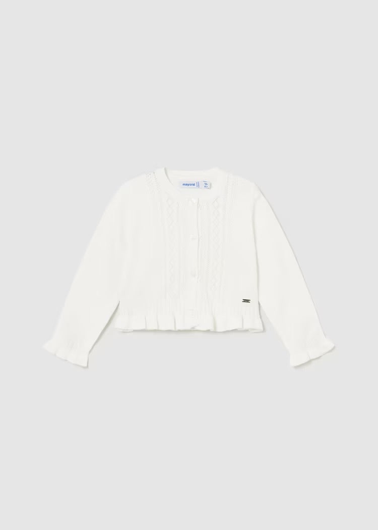 Off White Ruffle Cardigan