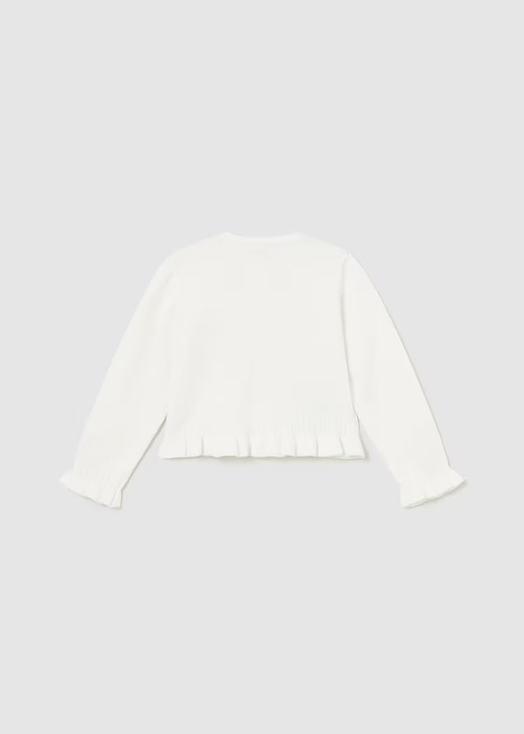 Off White Ruffle Cardigan